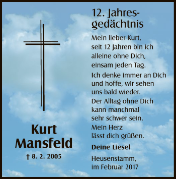 Todesanzeige von Kurt Mansfeld von Offenbach