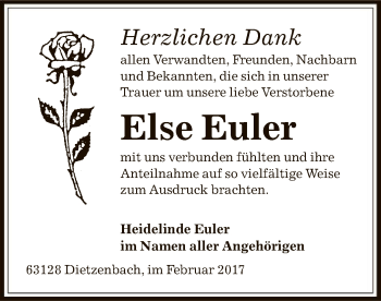 Todesanzeige von Else Euler von Offenbach