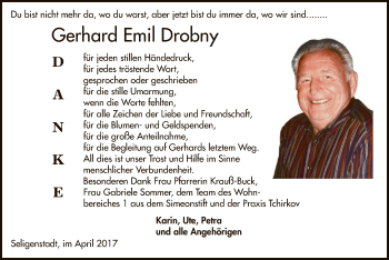 Todesanzeige von Gerhard Emil Drobny von Offenbach