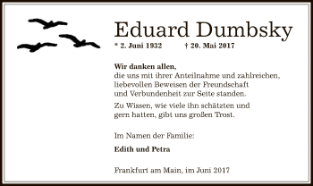 Todesanzeige von Eduard Dumbsky von Offenbach