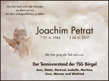 Todesanzeige von Joachim Petrat von Offenbach