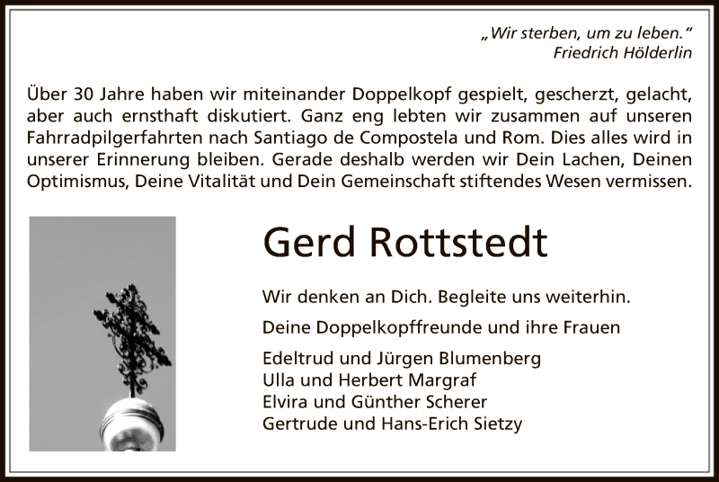  Traueranzeige für Gerd Rottstedt vom 29.08.2017 aus Offenbach