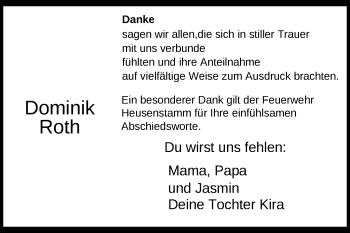 Todesanzeige von Dominik Roth von Offenbach
