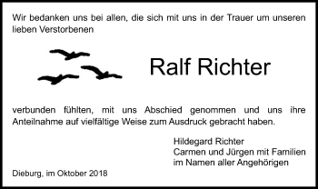 Todesanzeige von Ralf Richter von Offenbach