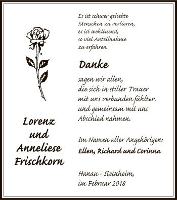 Todesanzeige von Lorenz und Anneliese Frischkorn von Offenbach