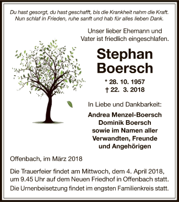 Todesanzeige von Stephan Boersch von Offenbach