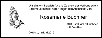 Todesanzeige von Buchner Rosemarie von Offenbach