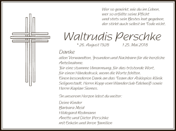Todesanzeige von Waltrudis Perschke von Offenbach