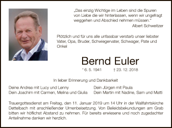 Todesanzeige von Bernd Euler von Offenbach