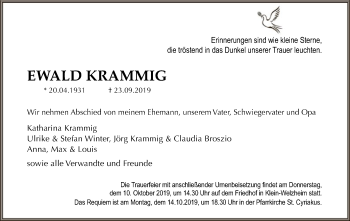 Todesanzeige von Ewald Krammig von Offenbach