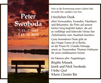 Todesanzeige von Peter Swoboda von Offenbach