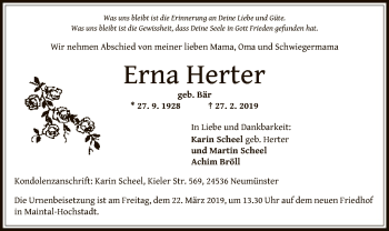 Todesanzeige von Erna Herter von Offenbach