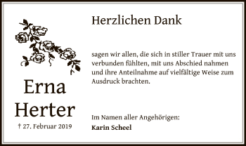 Todesanzeige von Erna Herter von Offenbach