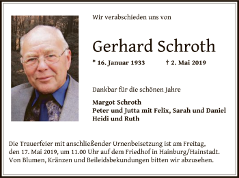 Todesanzeige von Hainburg Schroth von Offenbach