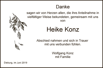 Todesanzeige von Heike Konz von Offenbach