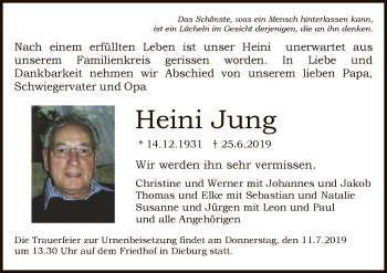 Todesanzeige von Jung Heinrich von Offenbach