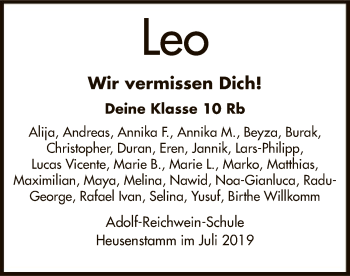 Todesanzeige von Leo  von Offenbach