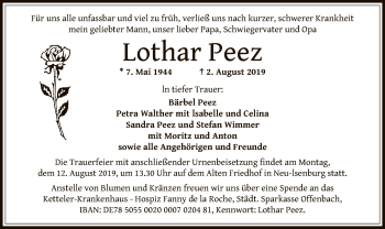 Todesanzeige von Lothar Peez von Offenbach