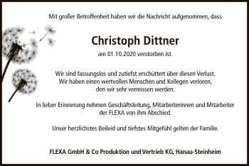 Todesanzeige von Christoph Dittner von OF