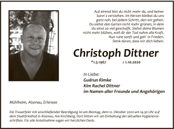Todesanzeige von Christoph Dittner von OF