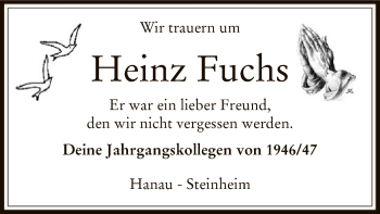 Todesanzeige von Heinz Fuchs von OF