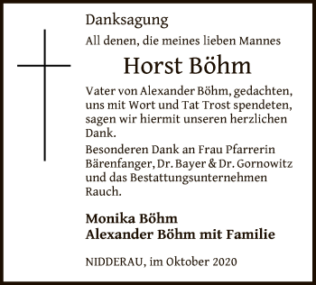 Todesanzeige von Horst Böhm von OF