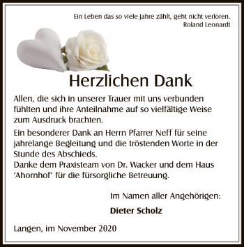 Todesanzeige von Herzlichen Dank  von OF