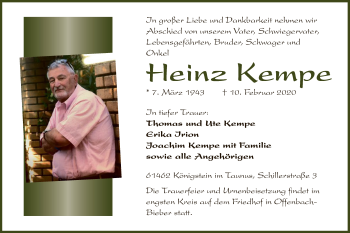 Todesanzeige von Kempe Heinz von Offenbach