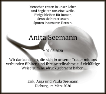 Todesanzeige von Anita Seemann von Offenbach