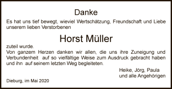 Todesanzeige von Horst Müller von OF