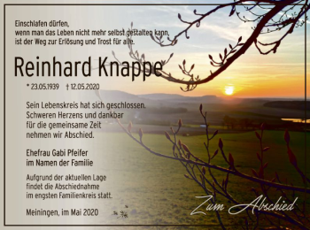 Todesanzeige von Reinhard Knappe von OF