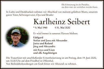 Todesanzeige von Karlheinz Seibert von OF