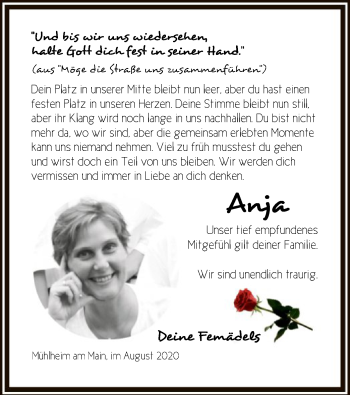 Todesanzeige von Anja  von OF