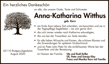Todesanzeige von Anna-Katharina Witthus von OF