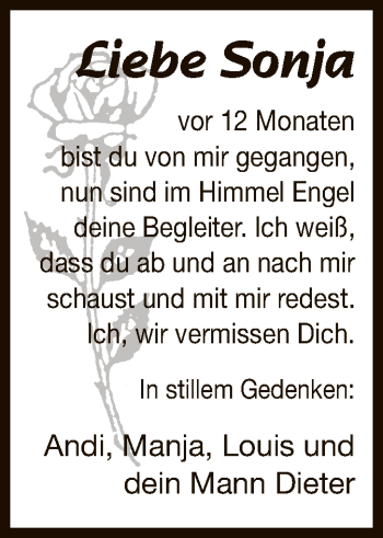 Todesanzeige von Sonja  von OF