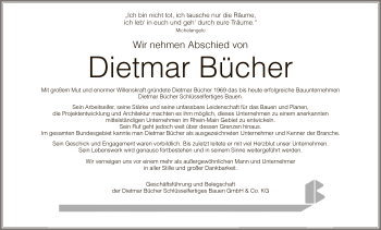 Todesanzeige von Dietmar Bücher von OF