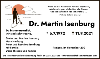 Todesanzeige von Martin Isenburg von OF