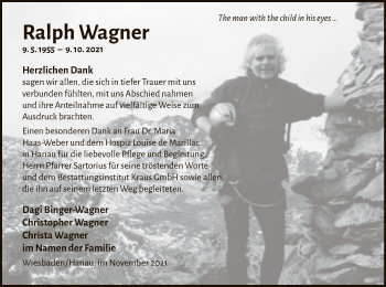 Todesanzeige von Ralph Wagner von OF