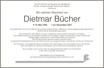 Todesanzeige von Dietmar Bücher von OF