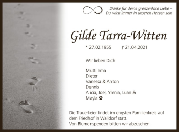 Todesanzeige von Gilde Tarra-Witten von OF