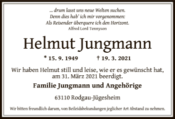 Todesanzeige von Helmut Jungmann von OF
