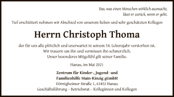 Todesanzeige von Christoph Thoma von OF