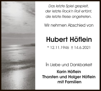 Todesanzeige von Hubert Höflein von OF