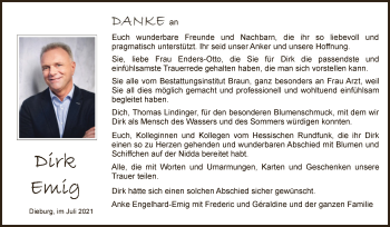 Todesanzeige von Dirk Emig von OF