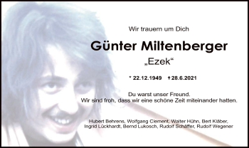 Todesanzeige von Günter Miltenberger von OF