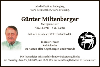 Todesanzeige von Günter Miltenberger von OF