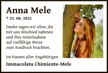 Todesanzeige von Anna Mele von OF