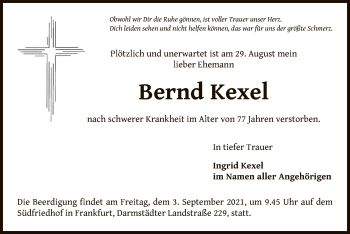 Todesanzeige von Bernd Kexel von OF