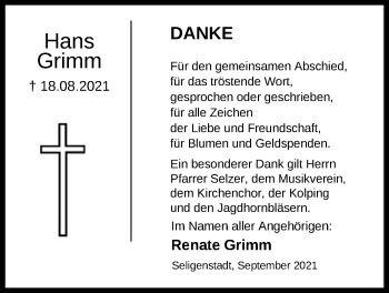 Todesanzeige von Hans Grimm von OF