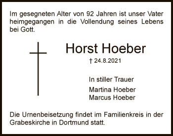Todesanzeige von Horst Hoeber von OF